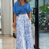 Women's Bell Bottom Pants Suit Solid Color Half Sleeve V-neck Shirt Printed Top Wide Leg Pants Summer Fashion 2 Piece Set