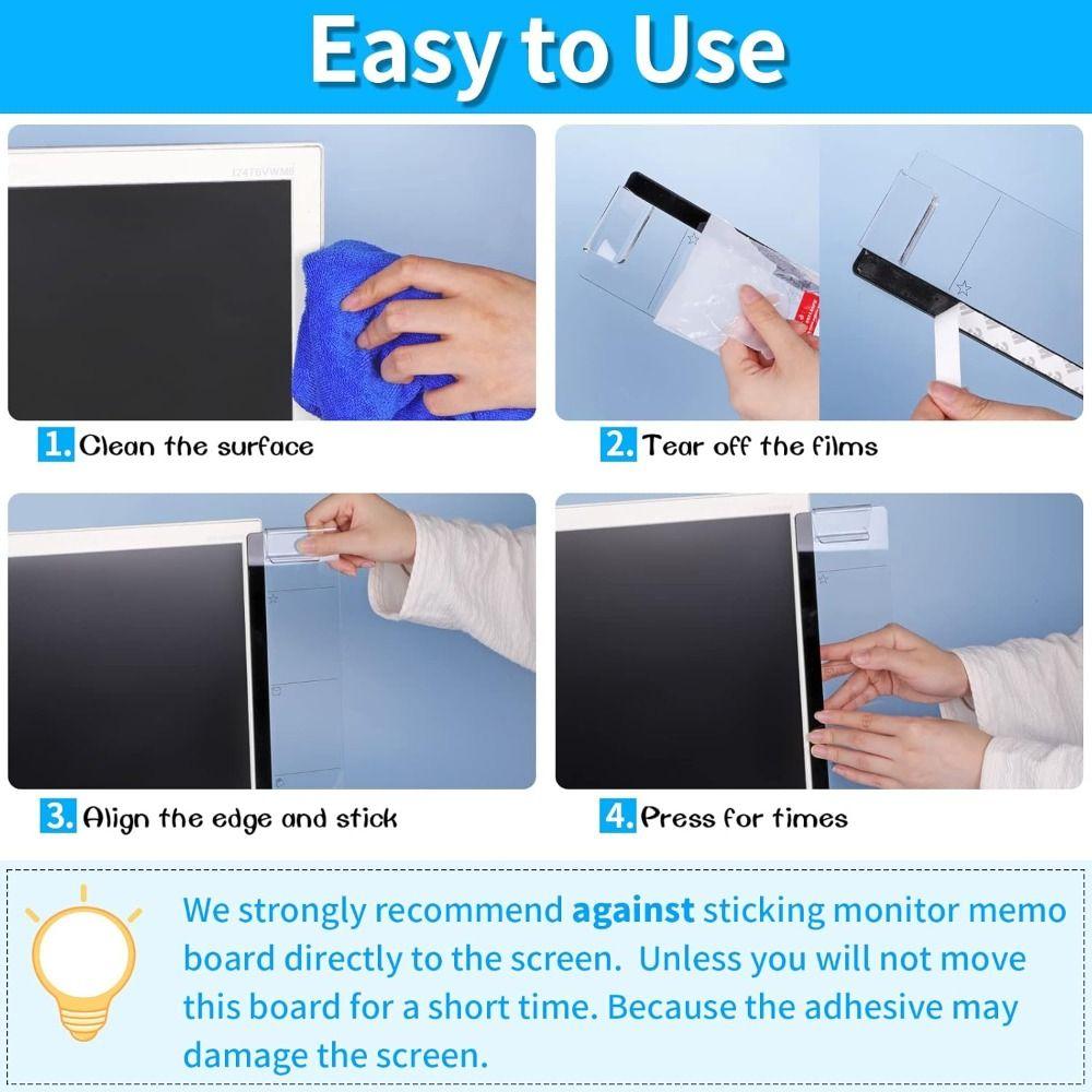 Multi-functional Monitor Memo Board Transparent Computer Sticky Note  Office Supplies