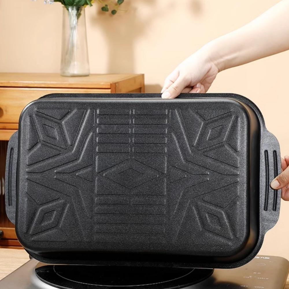 Carbon Steel Grilled Fish Dish Non Stick Pan Rectangular Baking Pan Seafood Tray Induction Cooker