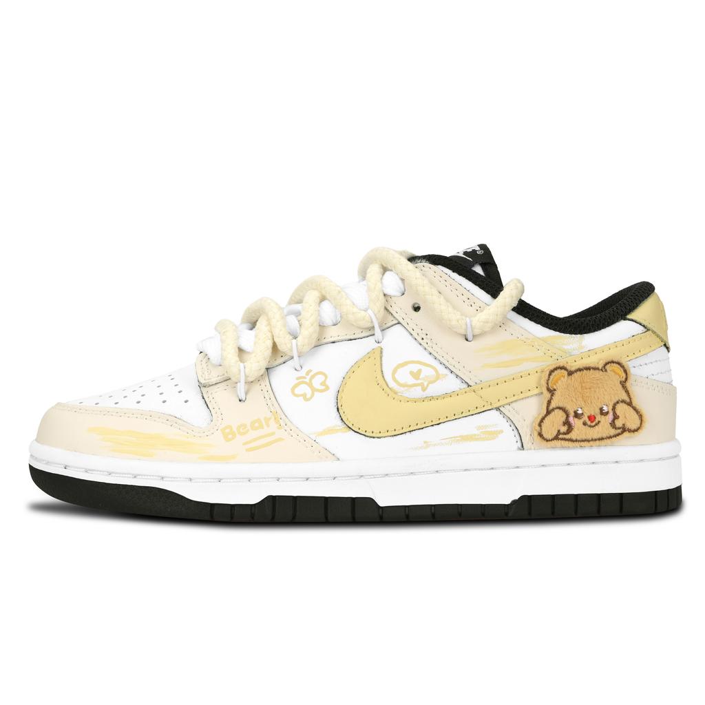 Nike Dunk Black White, Soft Bear Abrasion Resistant Abrasion Resistant Low top Skateboard Shoes Unisex Light Yellow DD1391-100(Team883-)