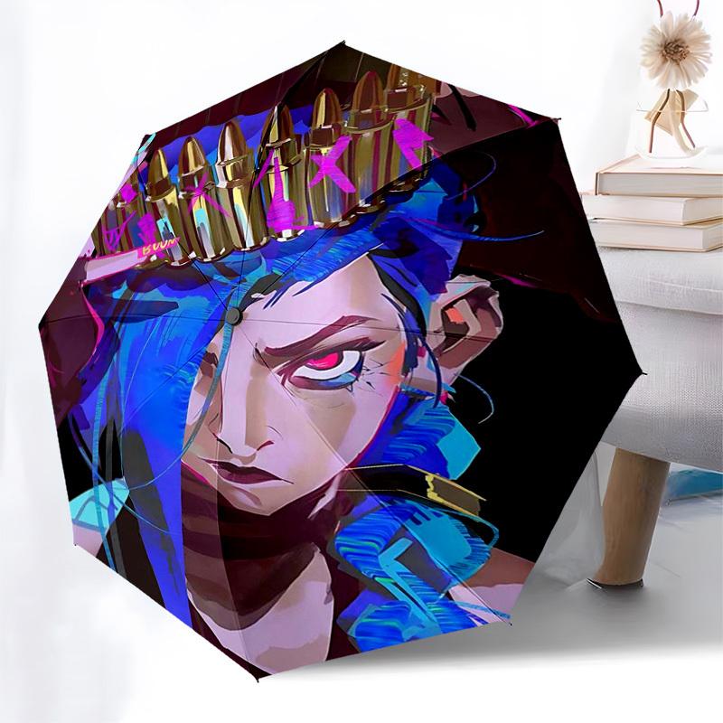 1pc JoJo's Bizarre Adventure: DIO's Bullet Crown Outdoor Umbrella - Automatic Opening/Closing, Portable 3-Fold Design, 8-Rib Iron Frame, Perfect Gift