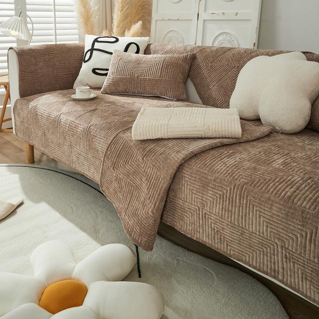 Однотонные чехлы для диванов, утолщенные полотенца из синели, чехлы для диванов в гостиную, накладки на эркерные окна, чехлы для диванов в форме буквы L, домашний декор