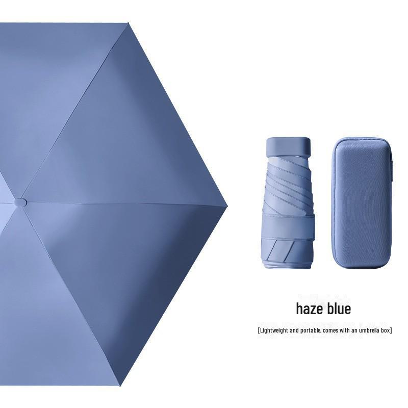Креативный мини-зонт на клею шестикратного сложения черного цвета — компактная женская капсула для защиты от солнца и дождя, солнцезащитный экран двойного назначения.