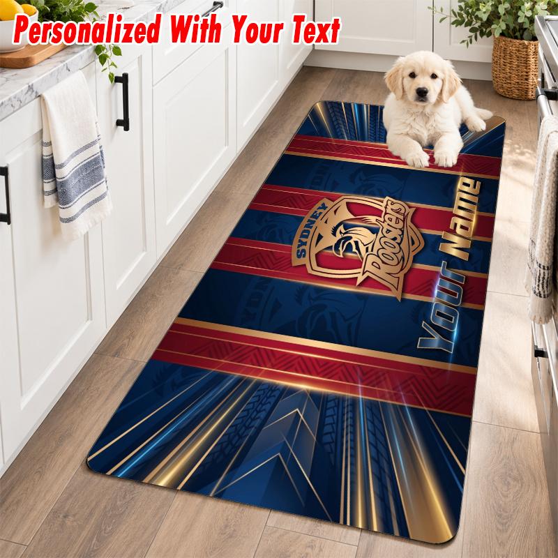 Sydney Roosters Custom Name Flannel Rug Kitchen Mat Non Slip Floor Carpet Personalized Home Decor