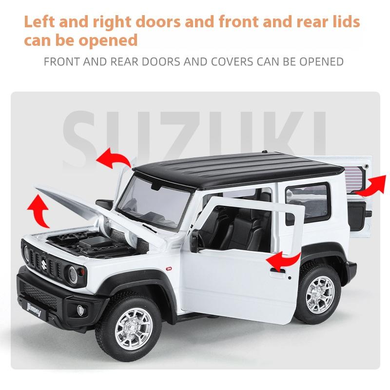 1:24 Suzuki Jimny Off Road SUV Alloy Diecast Модель автомобиля Звук и Свет Коллекция Дисплей Хобби Украшения Подарки Для Парня