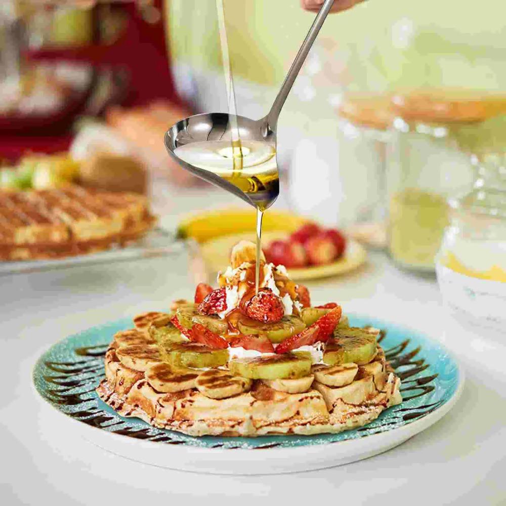 with Spout Drizzle Sauce Spoon Stainless Steel Sauce Spoon Cooking Tools Soup Dipper Paste
