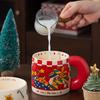 Креативная ретро рождественская керамическая кружка, утолщенная ручка, большая вместимость, чашка для кофе и воды, для дома и офиса, чашка для молока