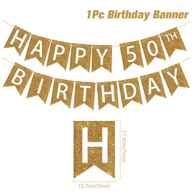 С днем рождения, подвесной флаг, баннер, блестящий, золотой, 30, 40, 50-й, флаг, гирлянда, баннер, товары для вечеринок для взрослых, день рождения