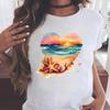 (Asian Size) Graphic Tee T Clothing Beach Travel Trend Cute 90s Casual Fashion Print Female Casual Women's Top Lady Short Sleeve T-shirt