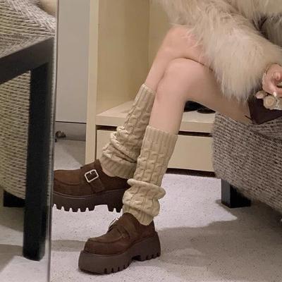 Металлические лоферы с круглым носком и пряжкой-однословом, на высокой толстой платформе и каблуке, женские, новые осенне-зимние 2025, в британском стиле, из маленькой кожи