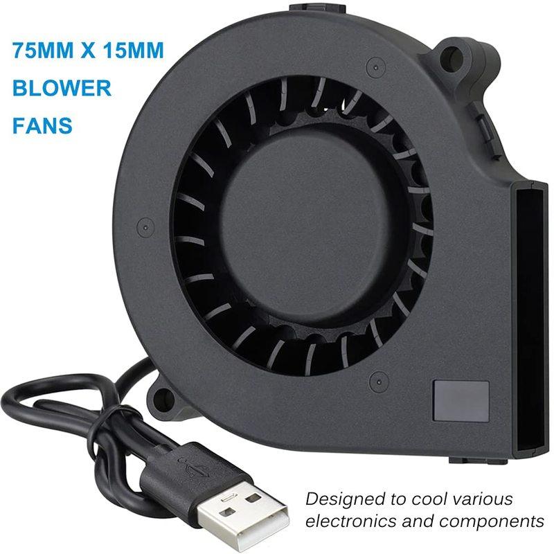 75mm USB DC 5V Fan Cooling Turbo Blower Brushless 3D Printer 7515 For Extruder DC Cooler Power Inverter Air Pump PC CPU