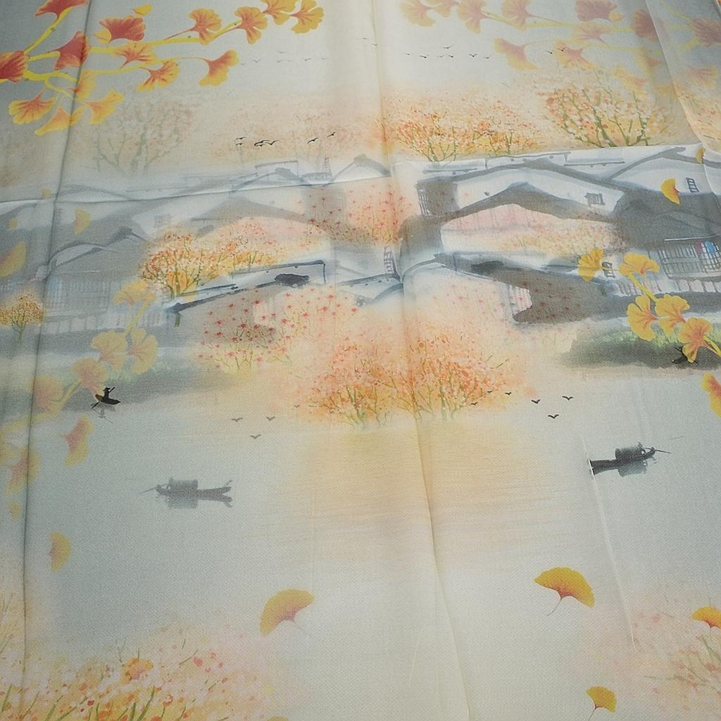 [BYSIFA] Women Chiffon Pure Silk Scarf Cherry Blossom Floral Design Long 100% Silk Shawl Scarf Purple Pink Silk Scarves Echarpes