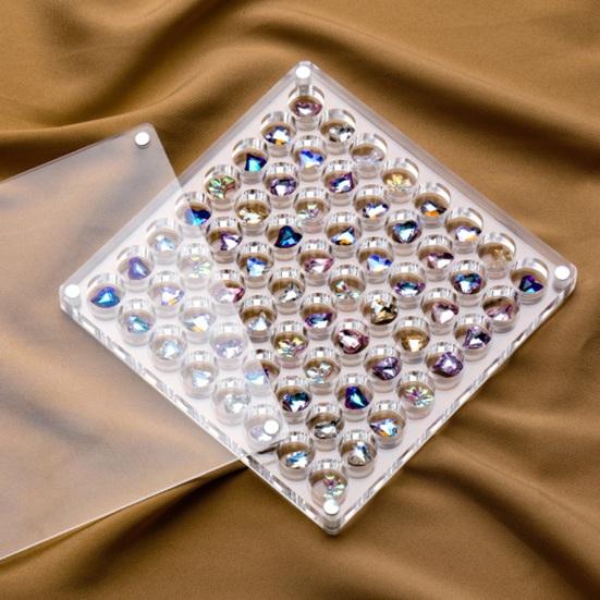 Подвеска для ногтей, коробка для хранения со стразами, с несколькими отделениями, прозрачная акриловая магнитная крышка, квадратная, прямоугольная, круглая, аксессуары для ювелирных изделий
