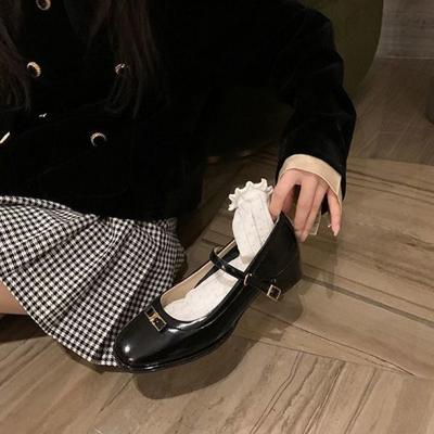 Французские туфли Мэри Джейн на высокой платформе для женщин, новые, в британском стиле, универсальные, на высоком каблуке, с квадратным носком, на толстом каблуке, маленькие кожаные туфли Jk