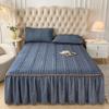 3 предмета Роскошный Постельный Комплект, Стеганая Кромка, Юбка для Кровати с 2 Наволочками, Толстый Теплый Нескользящий Протектор для Матраса, Однотонная Простыня и Пододеяльник