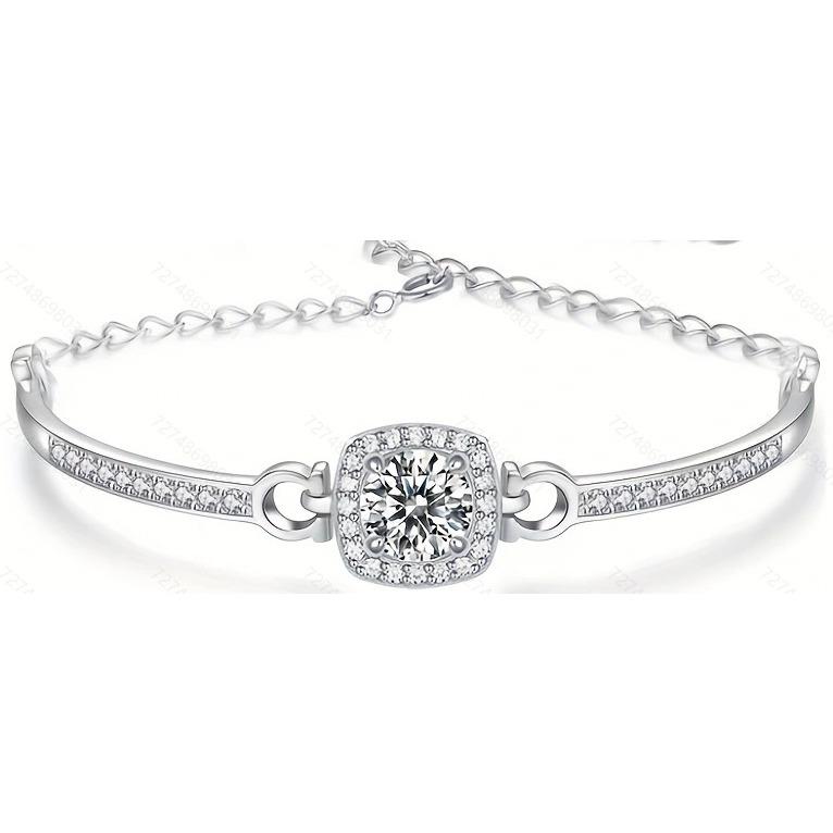 Классический регулируемый браслет из стерлингового серебра S925 Mosang Stone, усовершенствованный браслет с бриллиантами в тяжелой промышленности, круглая сумка в один карат