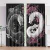 Polyester Curtain 2pcs Polyester Filter Curtain HD Digital Black and White Dragon Pattern for Home Decoration