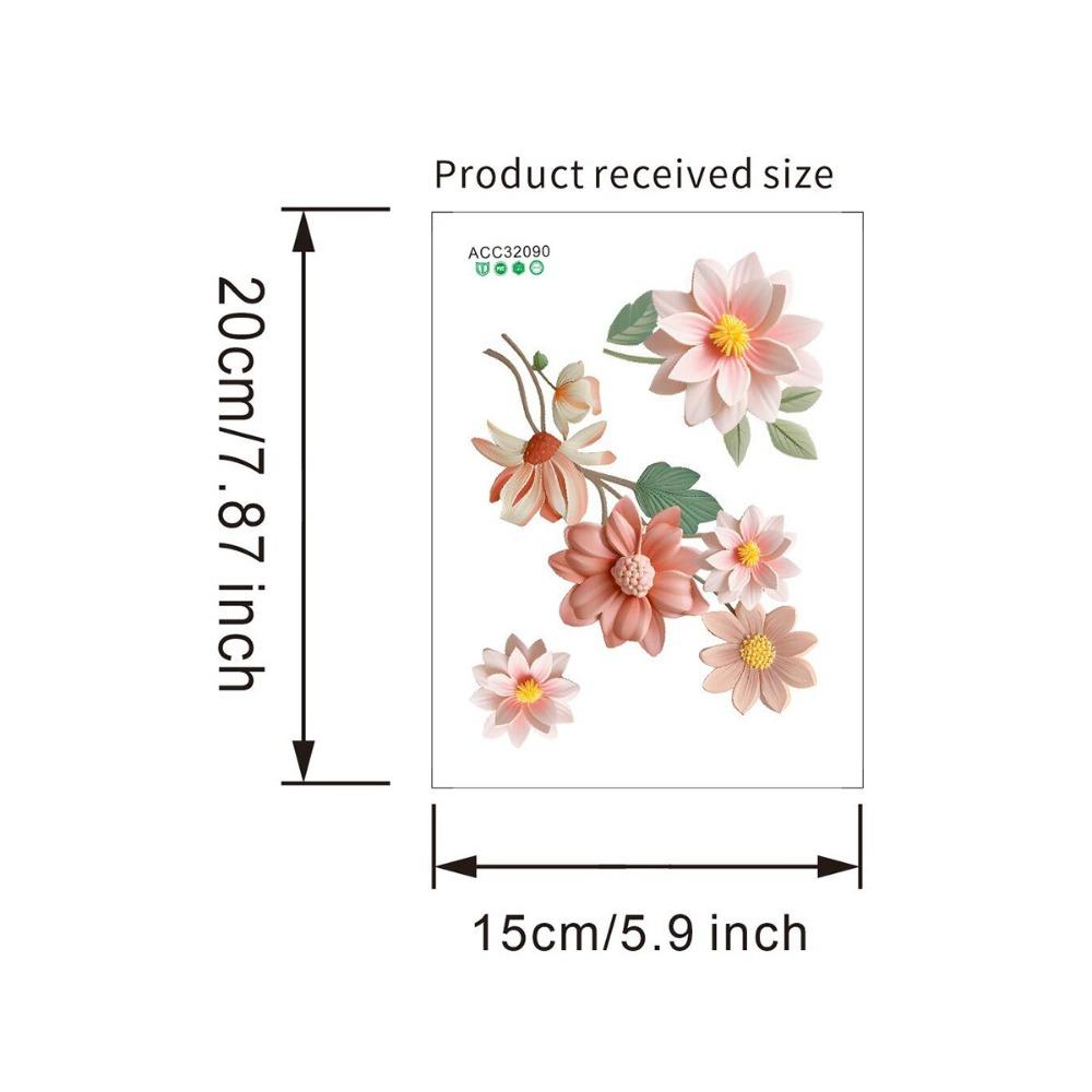 PVC Waterproof Sticker Beautiful Flowers Home Decoration Stickers  Bedroom Bathroom Living Room