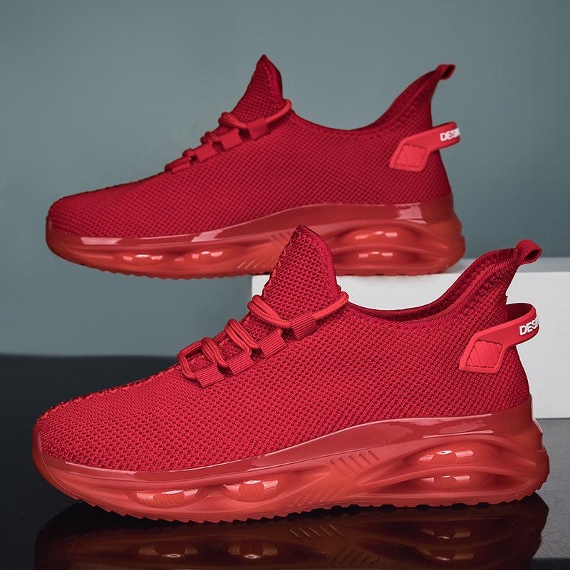 New Spring and Autumn Large Size Men's Flying Weaving Lightweight Versatile Running Shoes Breathable Outdoor Leisure Sports