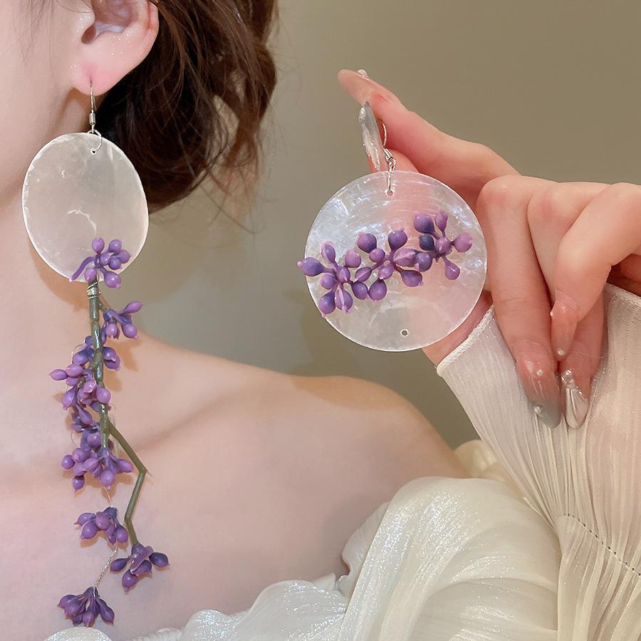 Серебристая игла ткань рисовые бусины шифоновый цветок с бусинами бахрома серьги супер сказочный сладкий темперамент гвоздики серьги нишевый дизайн серьги