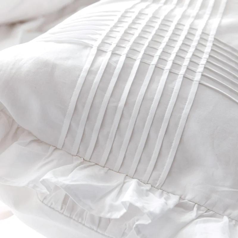 2Pcs Pillowcase White Pillow Cover 100% Cotton Lotus Leaf Pillow Case Twill 48X74Cm Pillowcases Ruffle Sleep Bedding Home Decor