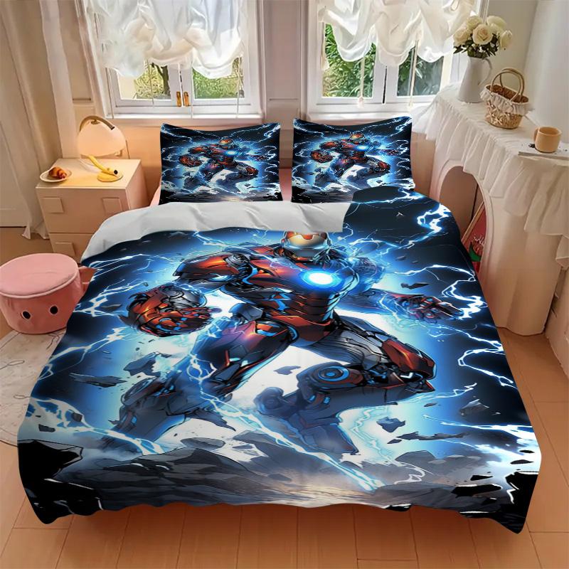 Iron Man Strike Print 3Pcs Bedding Setduvet Cover With 2 Bedropillowcase Home Birthday Gift