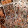 8 Pcs Vintage Autumn Forest Theme Waterproof PET Hand Tent Sticker Bag Diy Material Paper Stickers Junk Journal Supplies