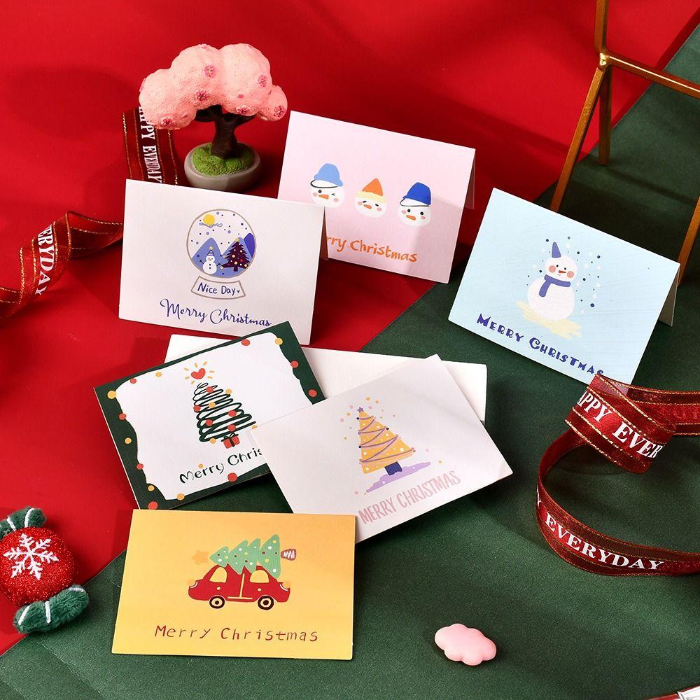 10pcs Invitation Merry Christmas Greeting Cards Thank You Blank Paper Cards Merry Christmas