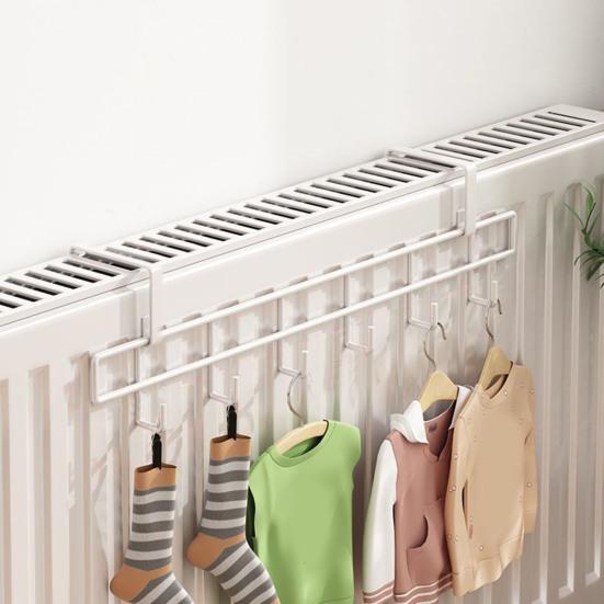 Крючок для хранения на радиаторе, большая грузоподъемность, несколько крючков, прочная металлическая конструкция, простая установка без сверления, держатель для сушки полотенец и носков