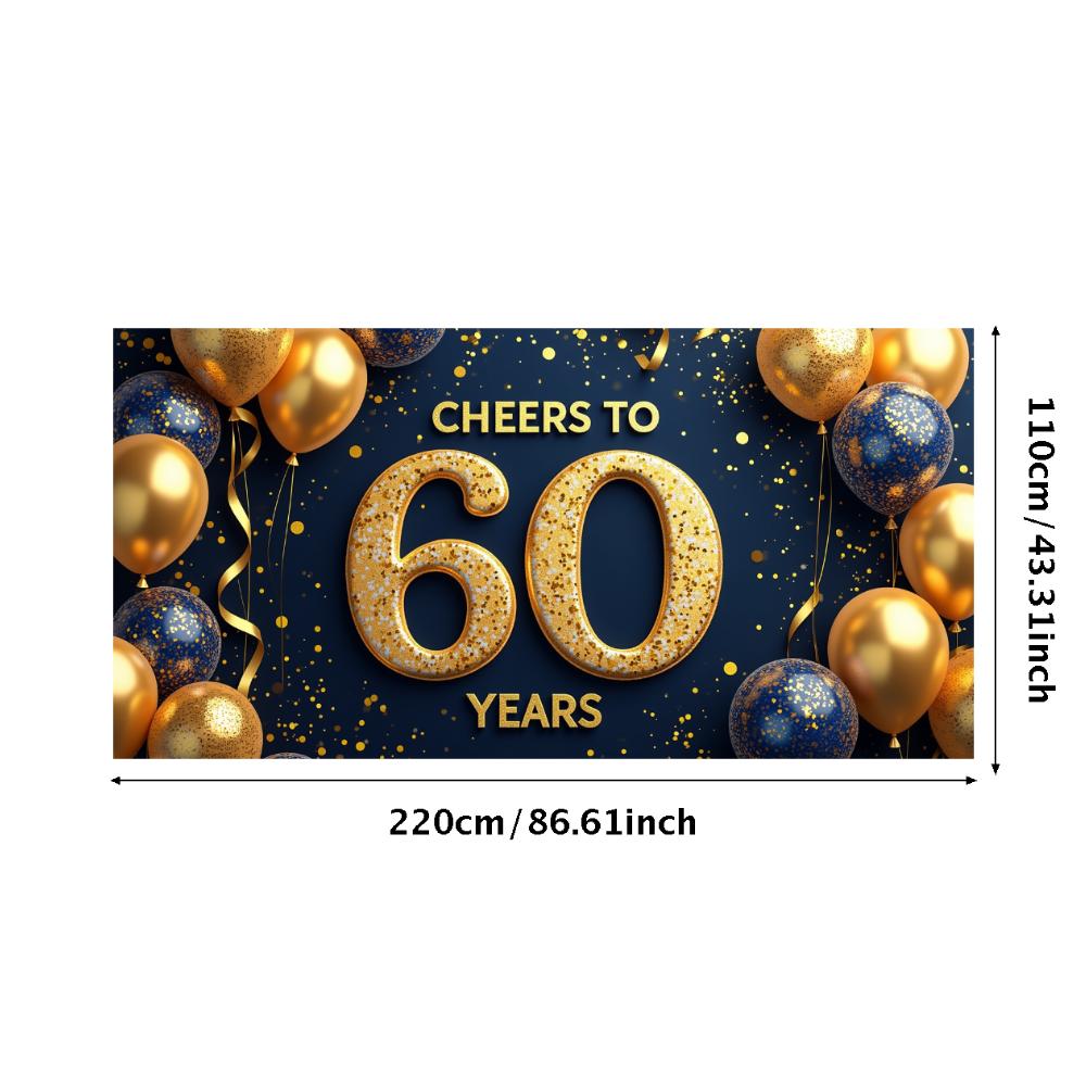 60th Anniversary Banner Cheers to 60 Years Backdrop Glitter Party Decoration Birthday Wedding Event Photography Background Props
