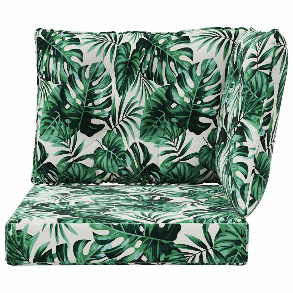 Outdoor Sofa Cushions 3 pcs Leaf Pattern Polyester