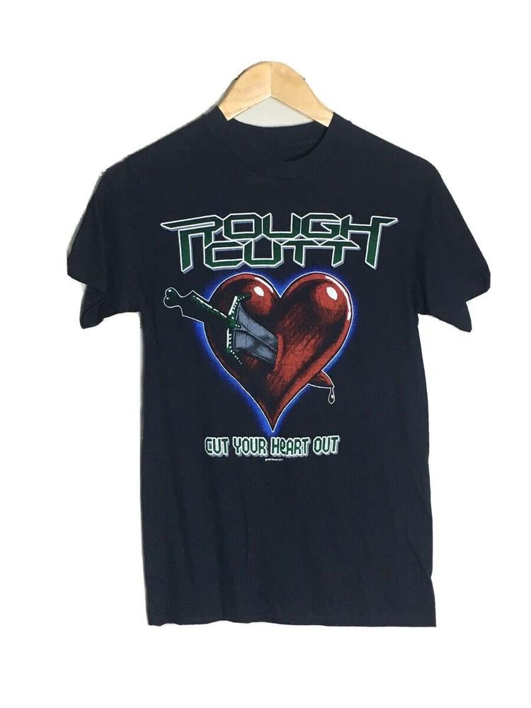 Vtg Rough Cutt Band Cut Your Heart Out Cotton Black All Size Unisex Shirt Unisex T-Shirt