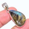 Natural Labradorite Gemstone 925 Solid Sterling Silver Gift Pendant 1.58" C2l34
