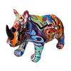 Rhinoceros Statue Resin Abstract Art Sculpture for Living Room Desk Holidays