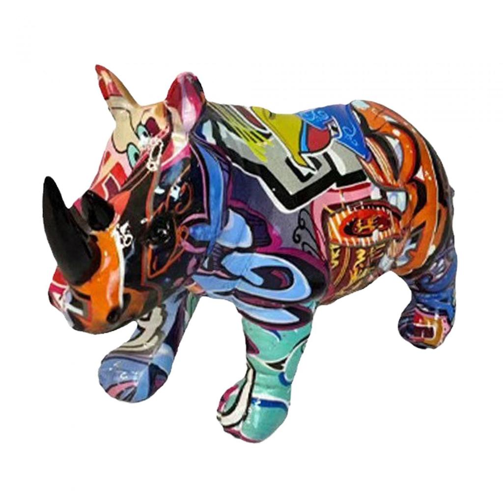 Rhinoceros Statue Resin Abstract Art Sculpture for Living Room Desk Holidays