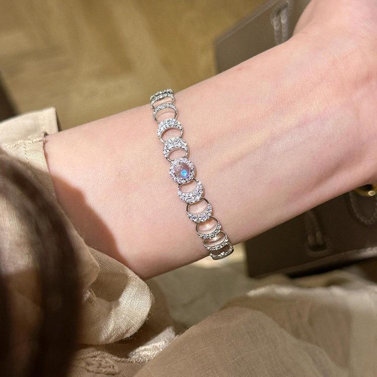 Douyin Blue Moonlight Designer Full Diamond High-end Bracelet Light Luxury Niche Exquisite Temperament Jewelry Women's Bracelet