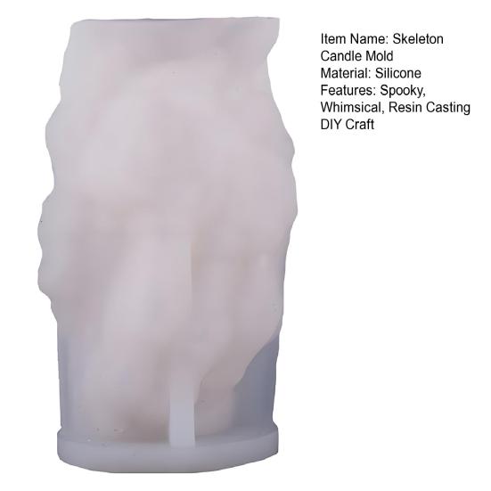 3D Skeleton Hand Candle Mold Halloween Skeleton Hand Rose Skull Silicone Mold for Epoxy Resin Casting Aromatherapy Soap Candle Making