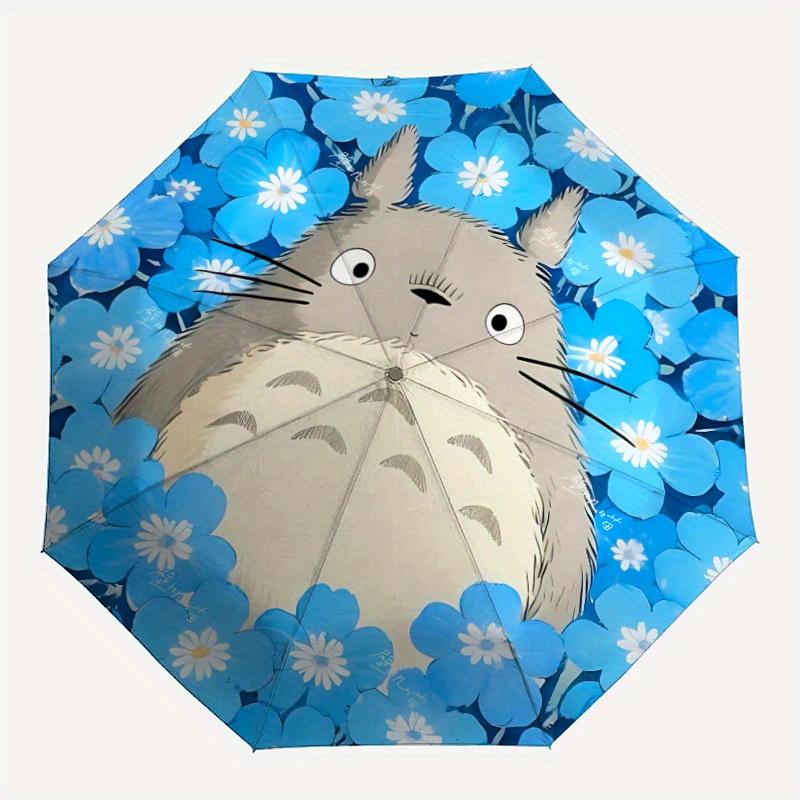 1pc Totoro Flowers Automatic Open/close Umbrella, Heavy-Duty Iron Frame, Folding Portable Design, Travel, Everyday Use214