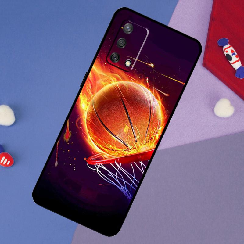 Basketball On Fire Case For Oppo A17 A60 A40 A80 A16 A76 A96 A98 A58 A78 A18 A38 A57 A74 A54 A94 A15 A5 A6 Pro