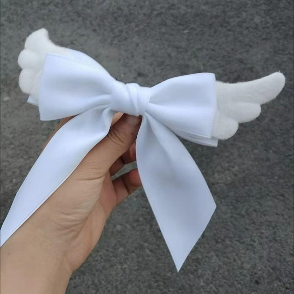 Creative Angel Wing Hair Clip Y2K Hair Barrettes Sweet Cool Satin Bow Hairpin Girls