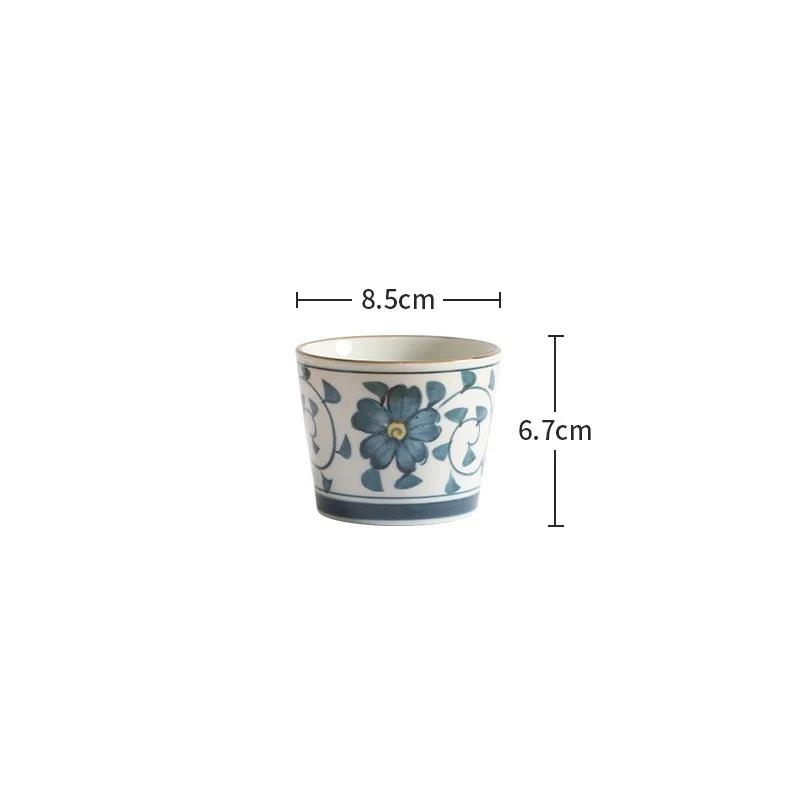 Керамическая чашка для сакэ, расписанная вручную, 200 мл, цветочный узор, кофейная чашка, большая емкость, чашка для чая, высокотемпературная питьевая вода, подарочные чашки