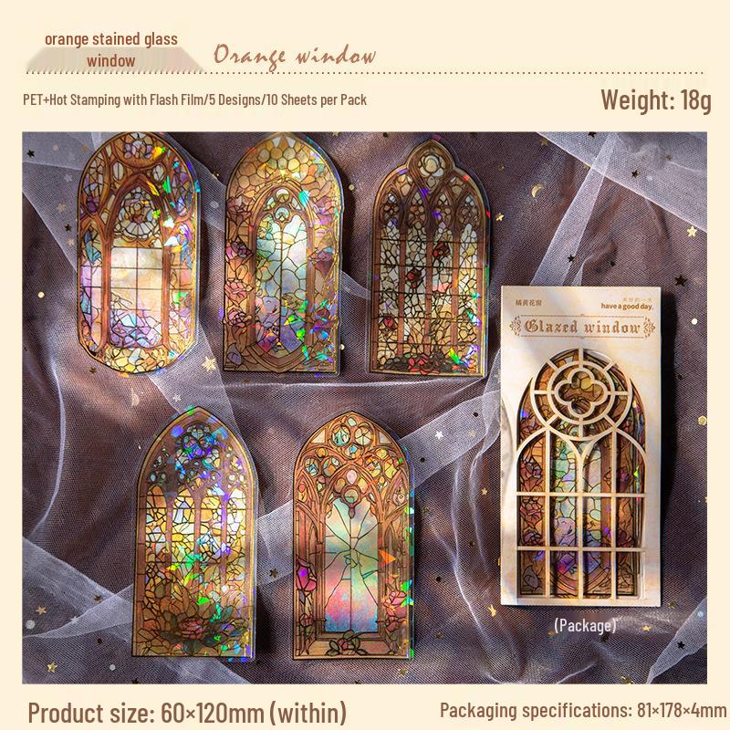 Европейское витражное окно Ретро наклейки для журнала - 10 листов ПЭТ-материала