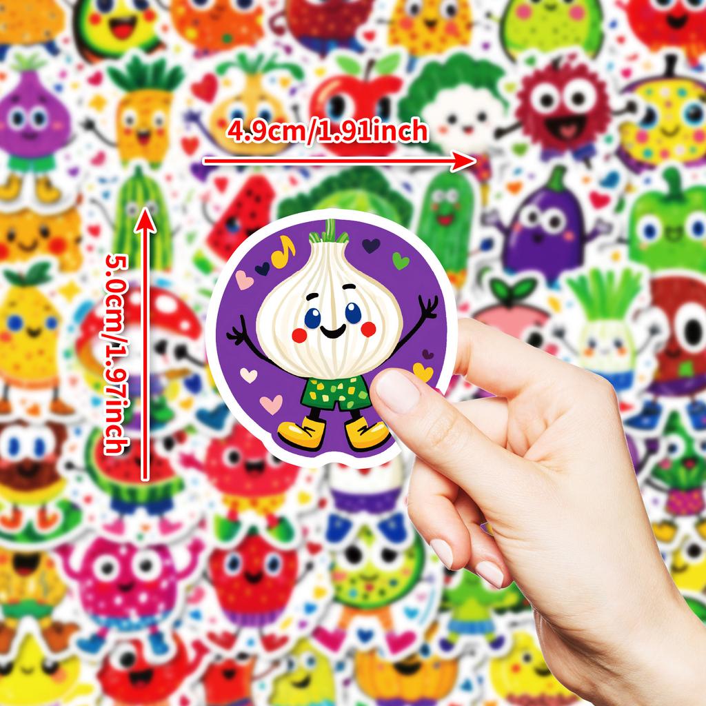 50 Cartoon Cute Fruit And Vegetable People Graffiti Stickers Personalized Creative Tablet Decorative Stickers