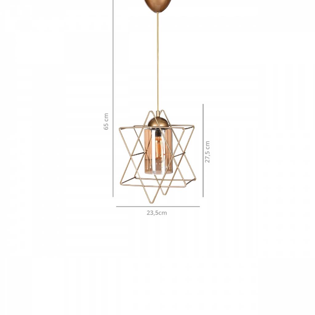 Davut Yıldızı Şekilli Metal Tekli Mika Siperli Eskitme Sarkıt Avize Mutfak Hol Antre