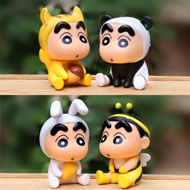 6 шт./компл., аниме карандаш, фигурки ShinChan, 6 см, Nohara Shinnosuke, экшн-фигурка, серия животных, модель ПВХ, настольные украшения, подарок для детей