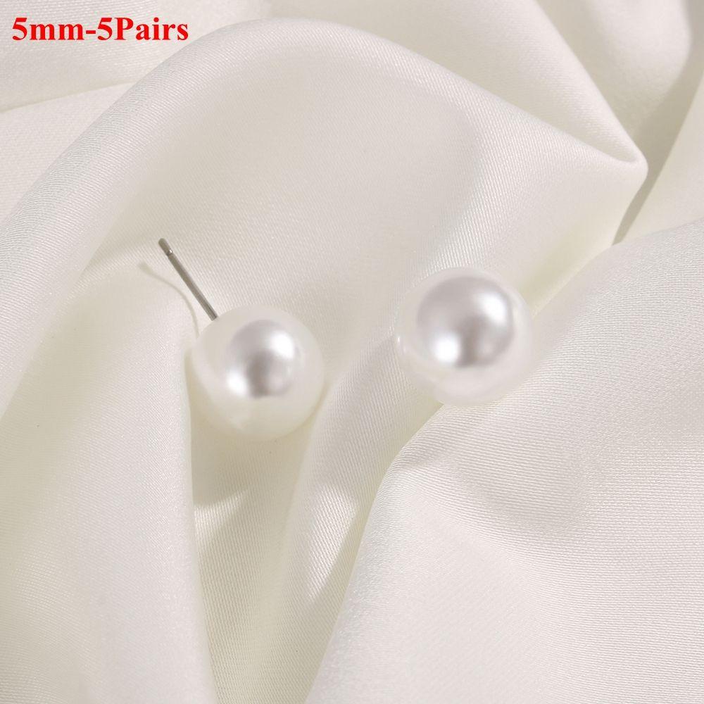 5Pairs/10Pairs/12Pairs Party Jewelry Wedding Engagement Pearl Earrings Ear Stud Elegant Round Shape