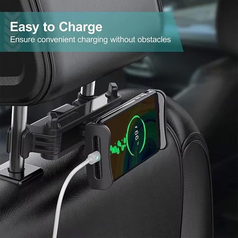 Universal 360° Swivel Car Headrest Holder for Tablets and Phones 4-11 Inch, Fits iPad Air and Similar Devices