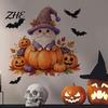 Seasonal Home Wall Ornaments Halloween Dwarf Pumpkin Stickers, Self Adhesive Removable PVC Decals, Autumn Leaves Decorative Stickers for Holidays And