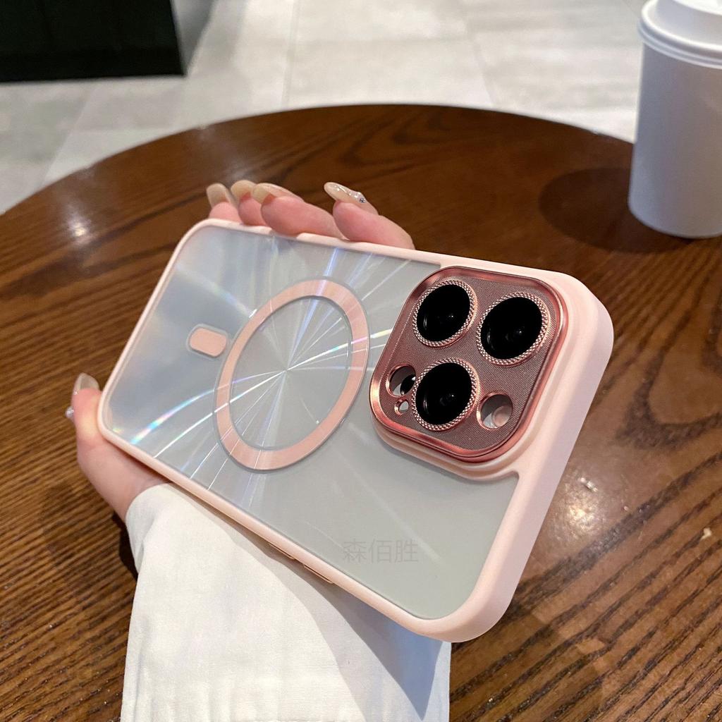 Подходит для iPhone16 ProMax Чехол с магнитным креплением с CD-паттерном «Аврора» Apple 15 Пленка для защиты объектива во всю поверхность 14 Противоударный чехол