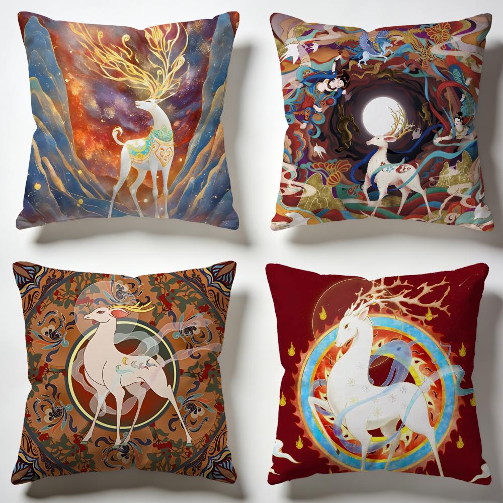 Mystical NineColored Deer Cushion Cover Soft Pillow Cases for Home Bedroom Living Room Sofa